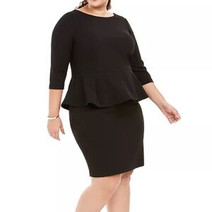 Calvin Klein Plus Size Peplum Sheath Dress Black 18 Wide 18W